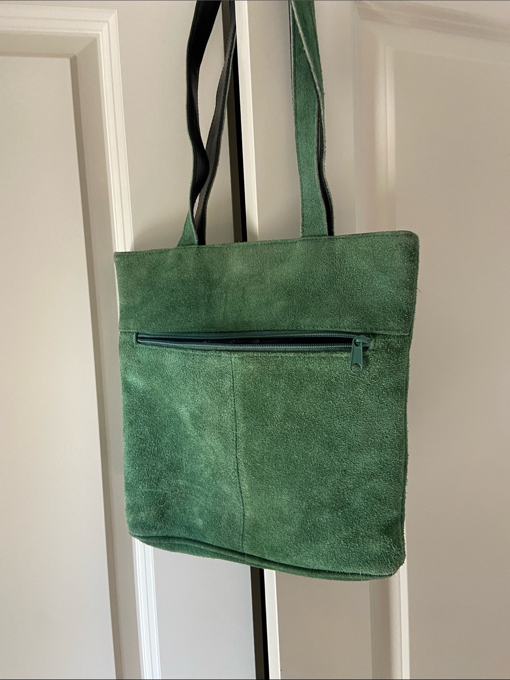 Vintage Green Suede Shoulder Tote